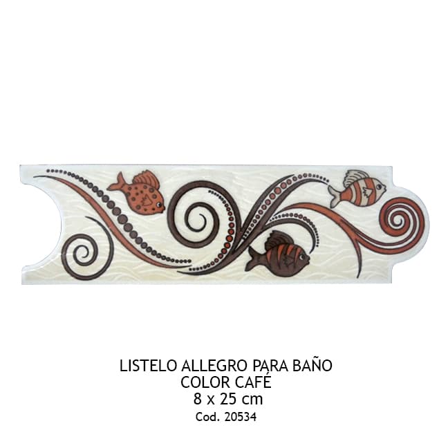 LISTELO ALLEGRO CAFE 268591761 8X25 BAÑO CERAMICAS COL