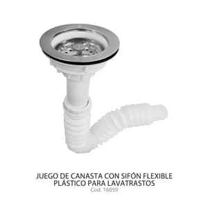 JGO CANASTA C/SIFON FLEXIBLE PLAST  P/LavamanosAT  FLEXI