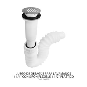 JGO DESAG P/Lavamanos 1 1/4" C/SIFON FLEXIBLE 1 1/2" PLAST FLEXI