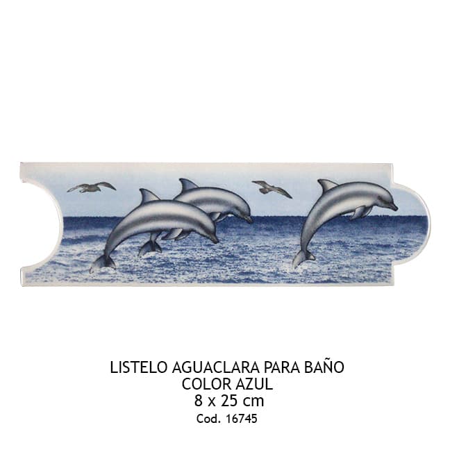 LISTELO 8X25 AGUACLARA AZUL BAÑO CERAMICAS COL