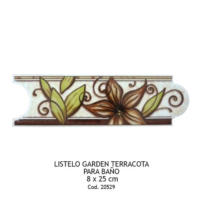 LISTELO GARDEN TERRACOTA 266091751 8X25 BAÑO CERAMICAS COL