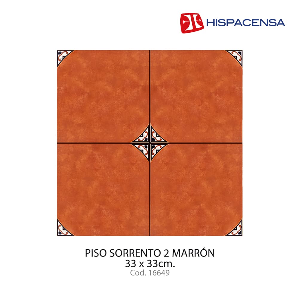 PISO 33.4X33.4 SORRENTO 2 MARRON HISPACENSA 12 UXCJ