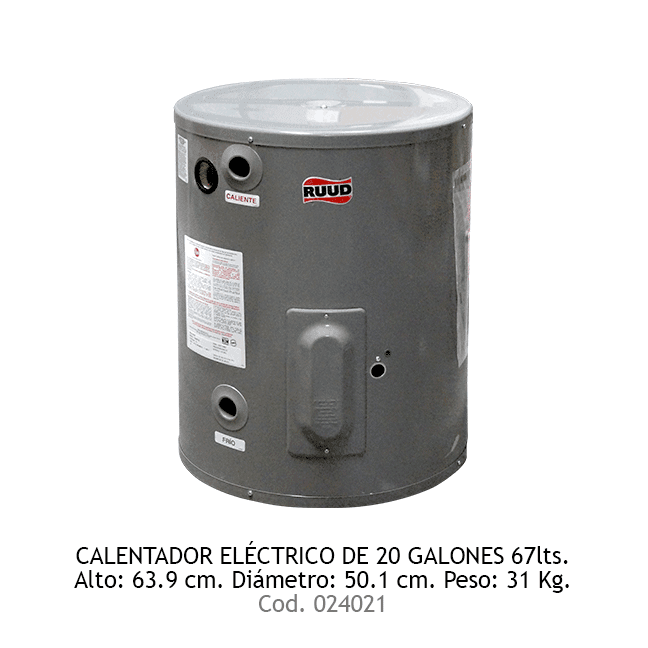 CALENT 20 GAL 220V RUUD 76lts