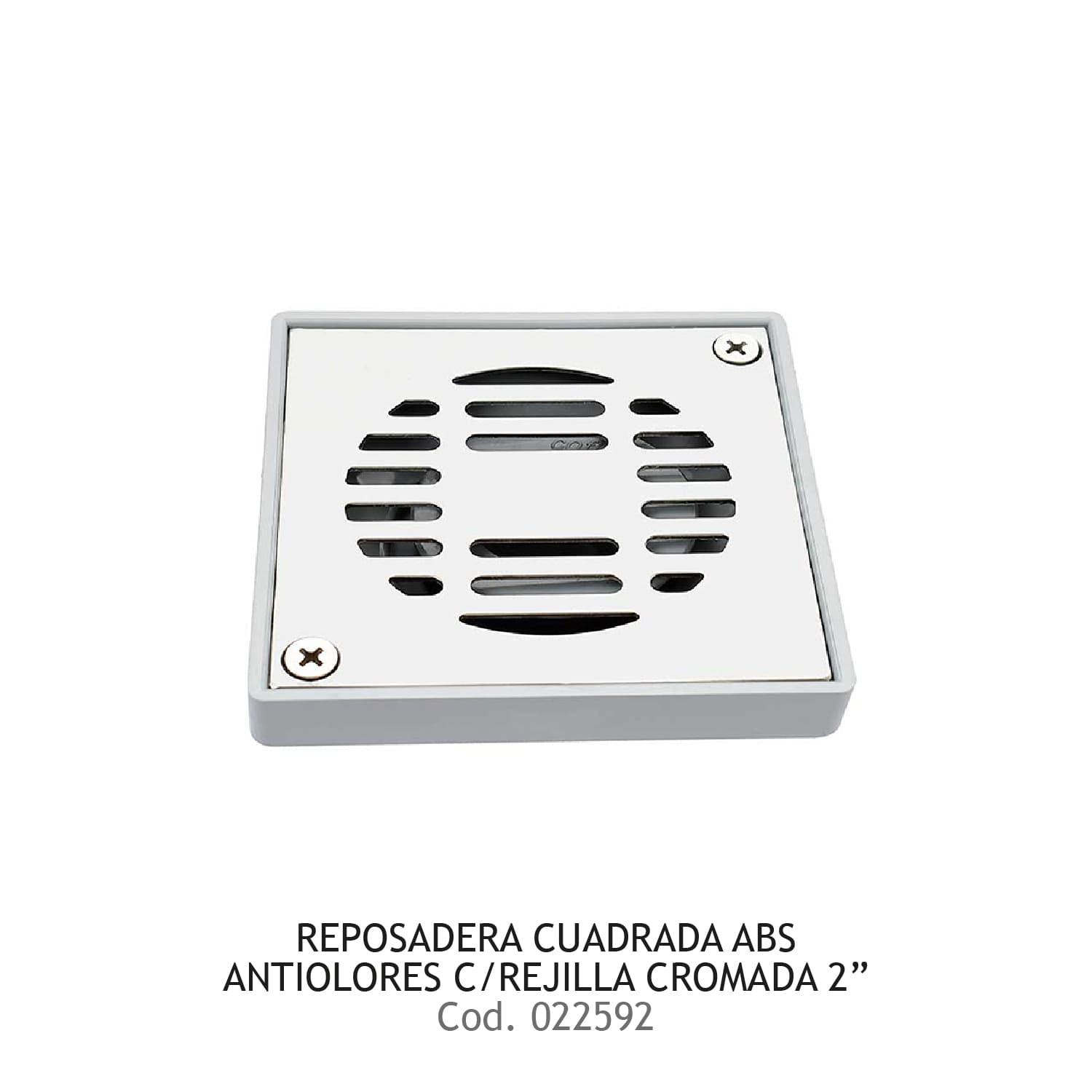 REPOSADERA CUADRADA ABS ANTI/OLORES C/REJILLA CROMADA 2" COF