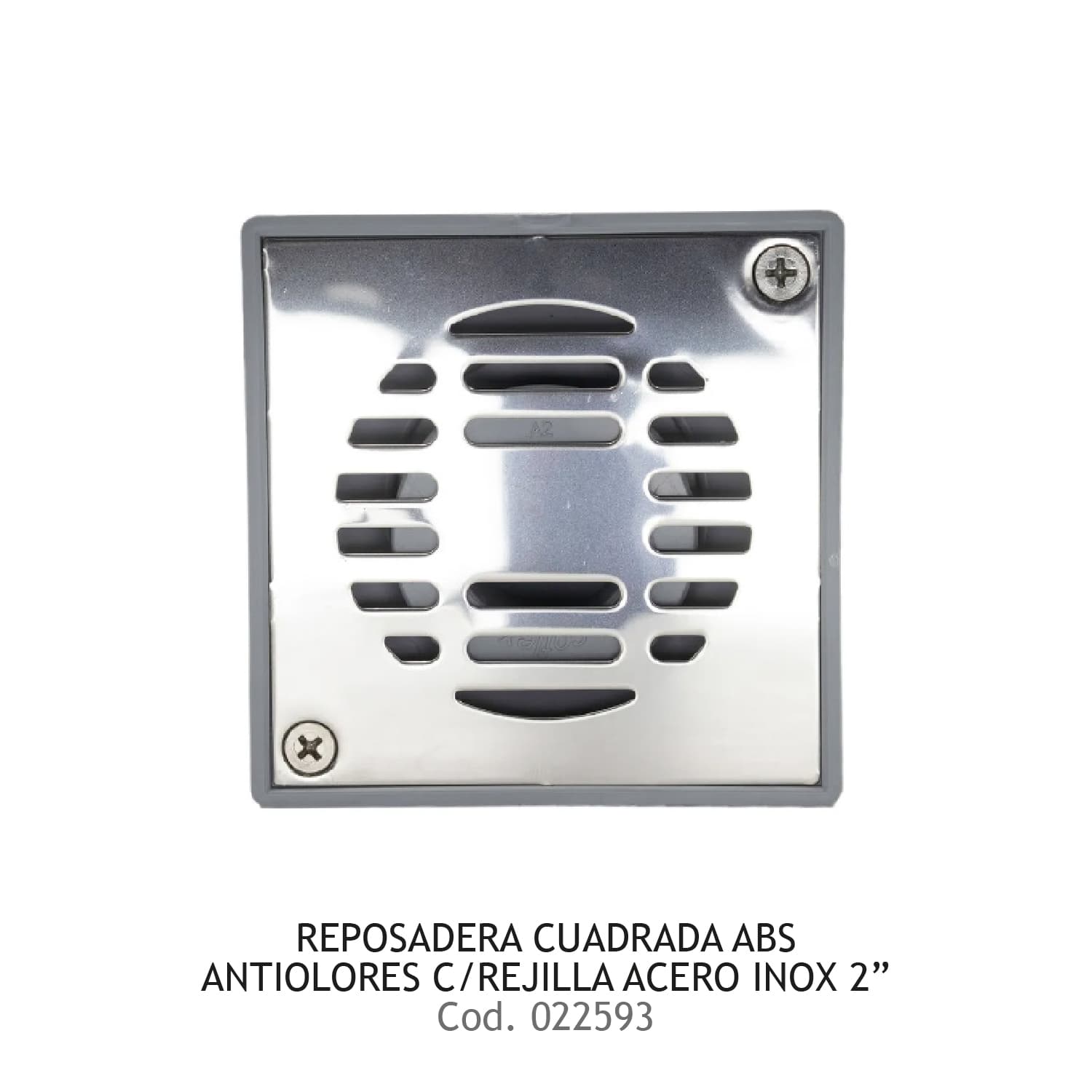 REPOSADERA CUADRADA ABS ANTI/OLORES C/REJILLA ACERO INOX 2"