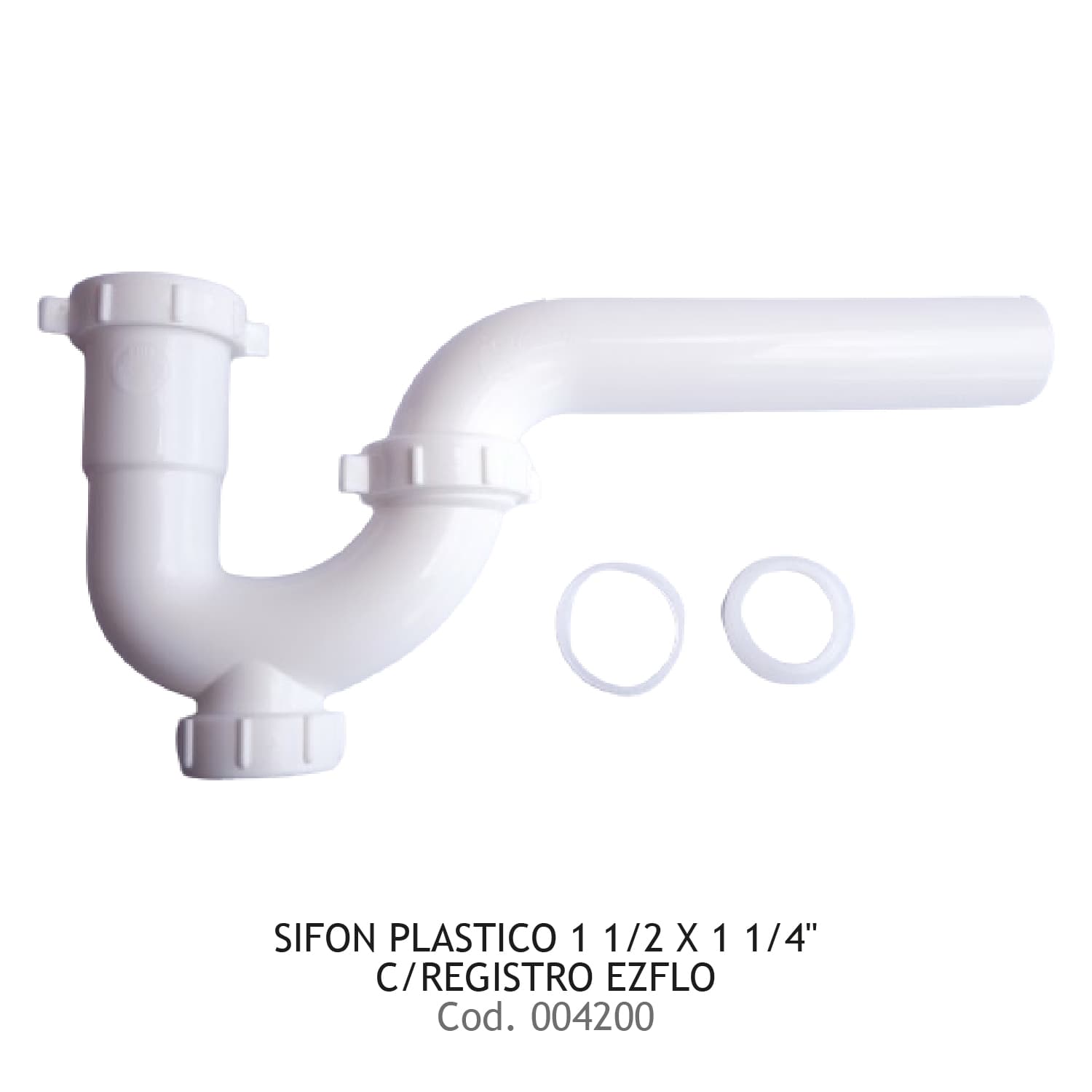 SIFON PLASTICO 1 1/2 X 1 1/4"  C/REGISTRO EZFLO