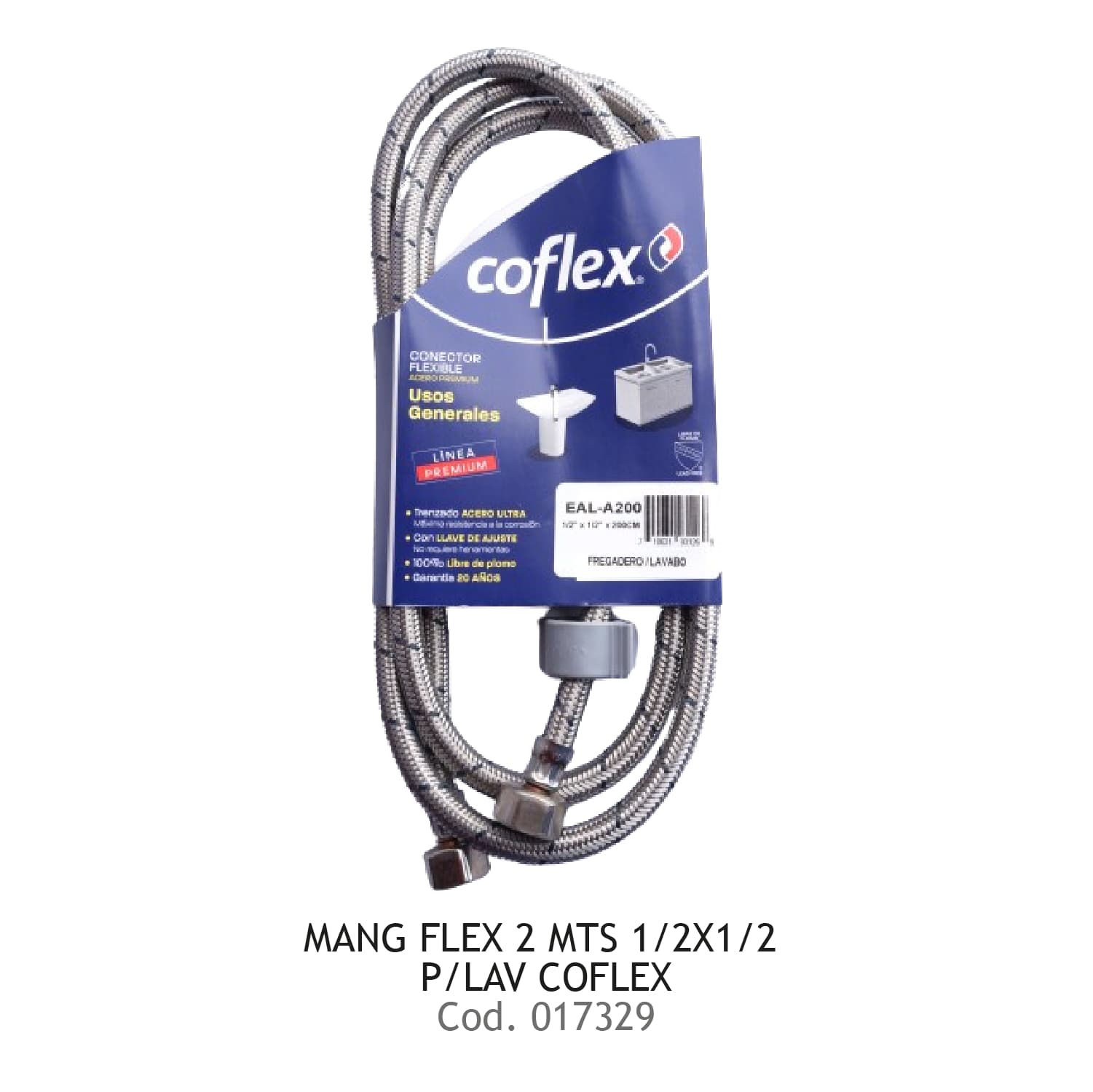 MANG FLEX 2 MTS 1/2X1/2 P/Lavamanos COFLEX
