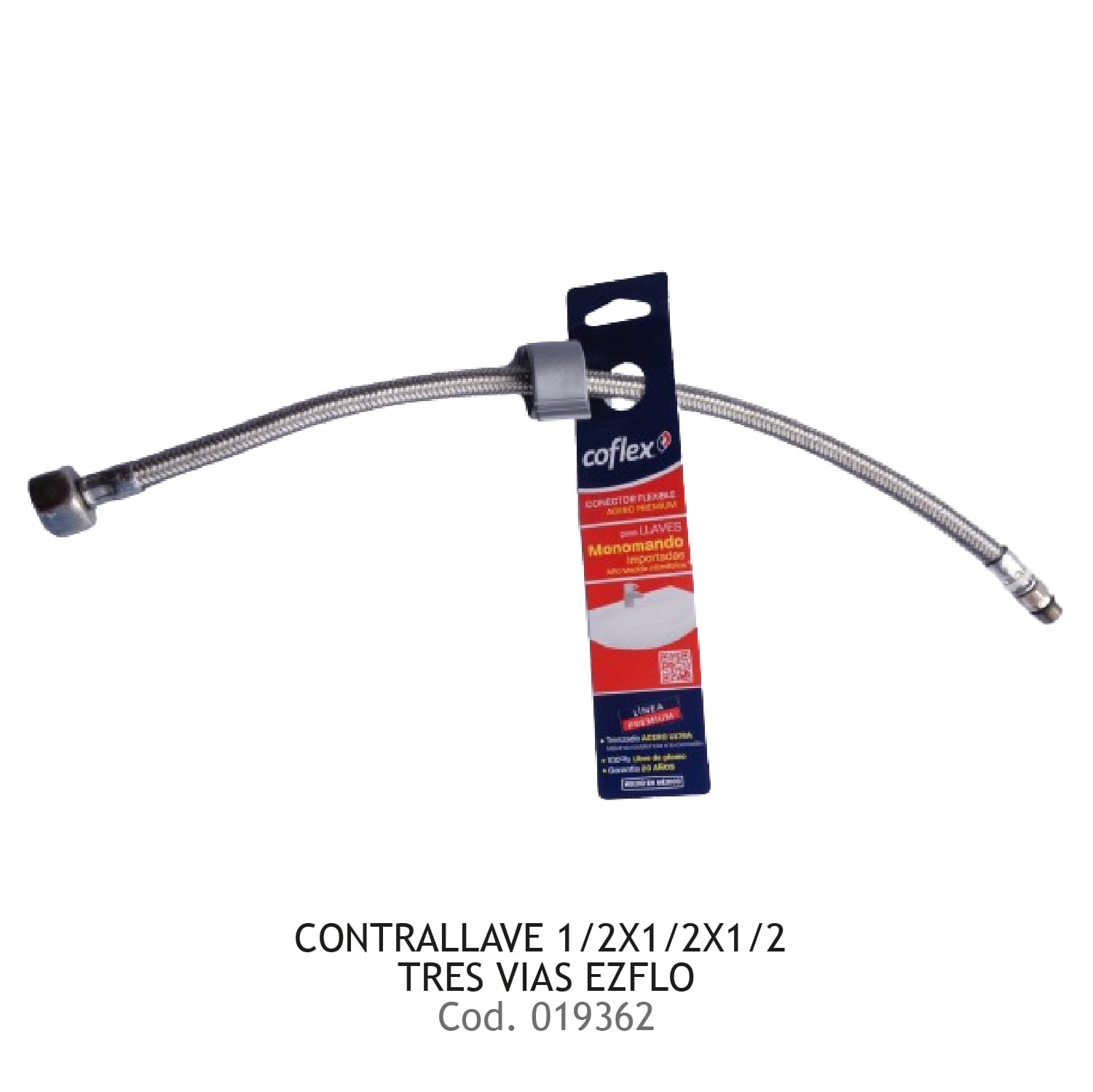 MANG. ACERO FLEX. 40 CM. 1/2X1/4M P/Lavamanos. COFLEX