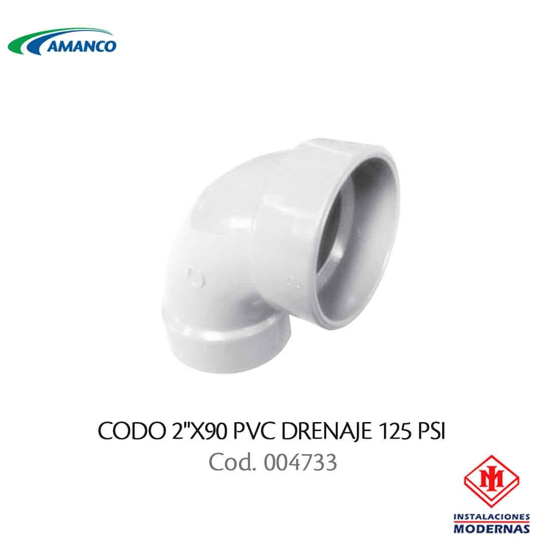 CODO 2"X90 PVC DRENAJE 125 PSI