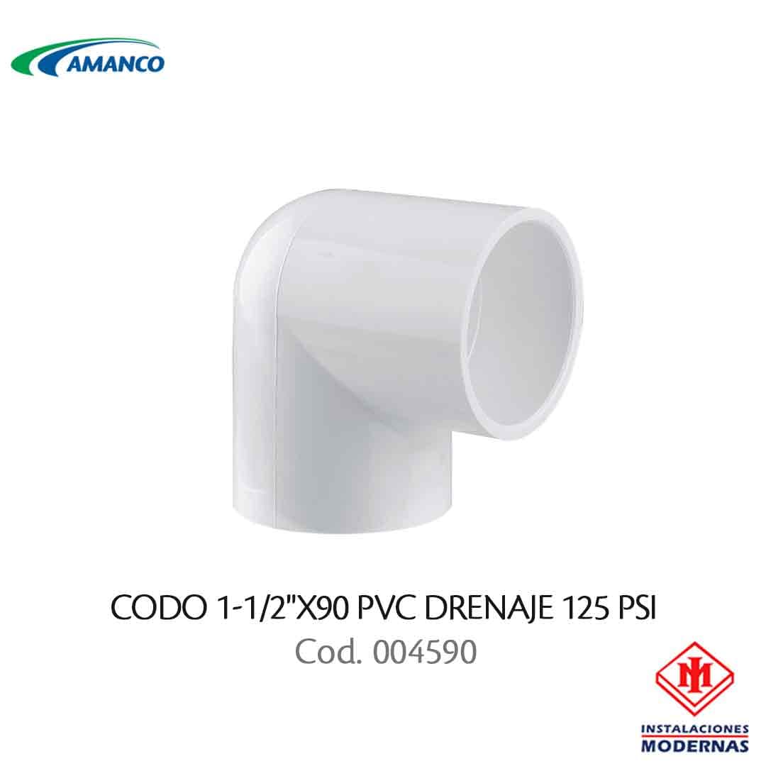 CODO 1-1/2"X90 PVC DRENAJE 125 PSI