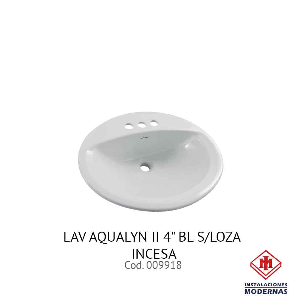 Lavamanos AQUALYN II 4" BL S/LOZA INCESA