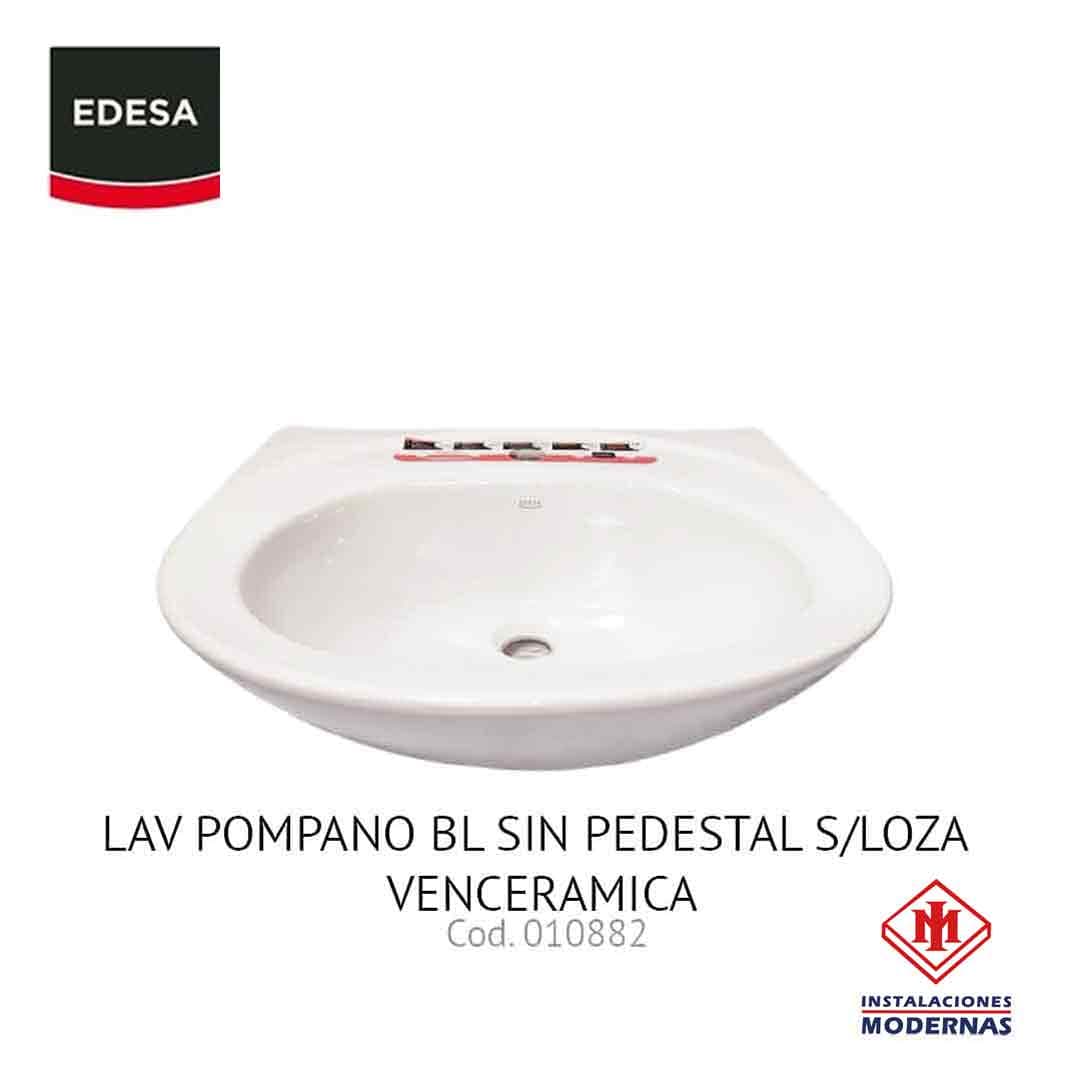 Lavamanos POMPANO BL  SIN PEDESTAL S/LOZA VENCERAMICA