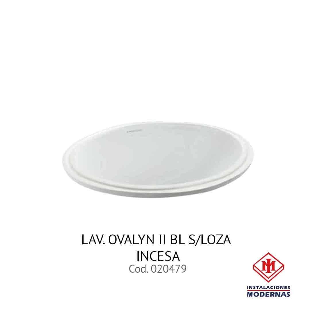 Lavamanos. OVALYN II BL S/LOZA INCESA