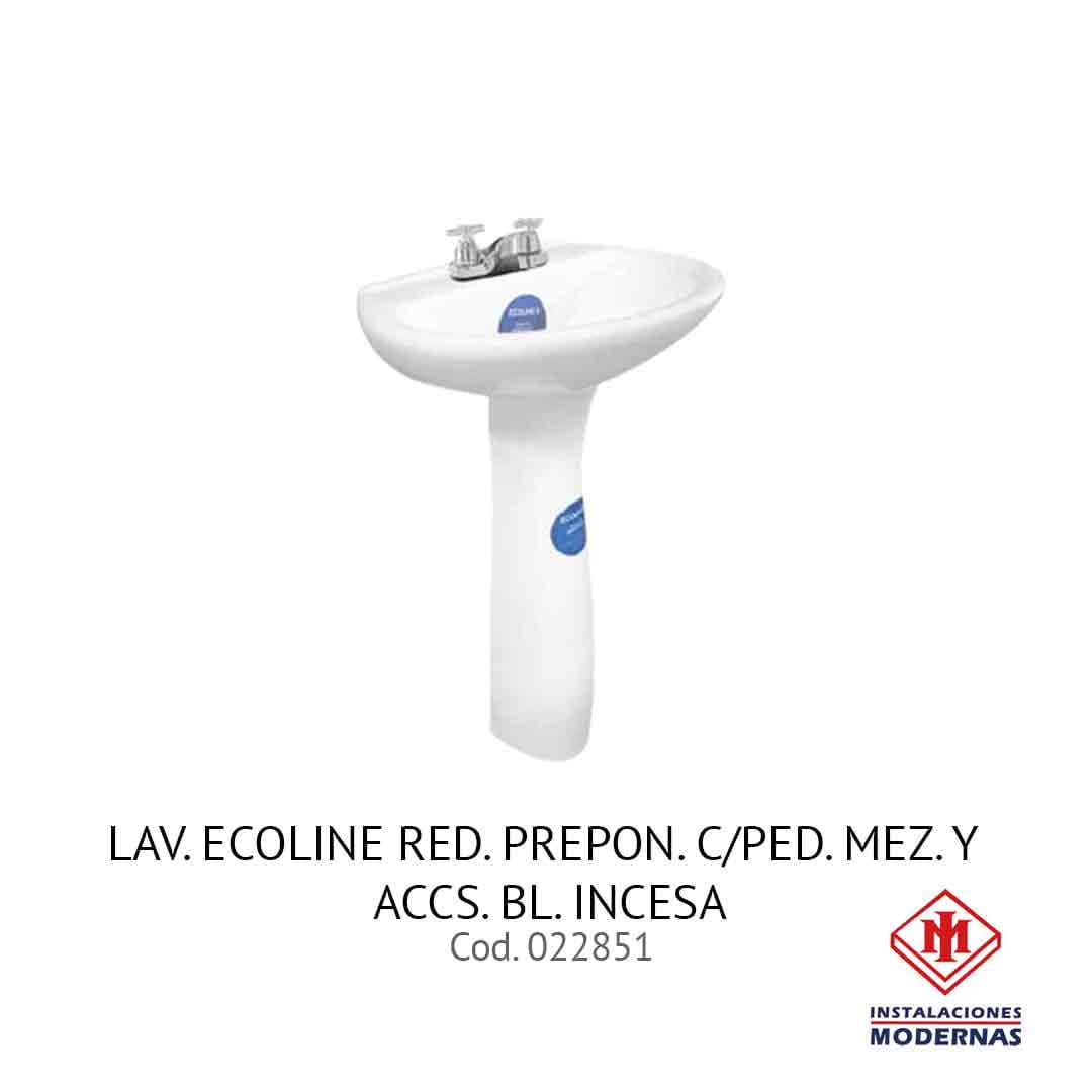 Lavamanos. ECOLINE RED. PREPON. C/PED. MEZ. Y ACCS. BL. INCESA