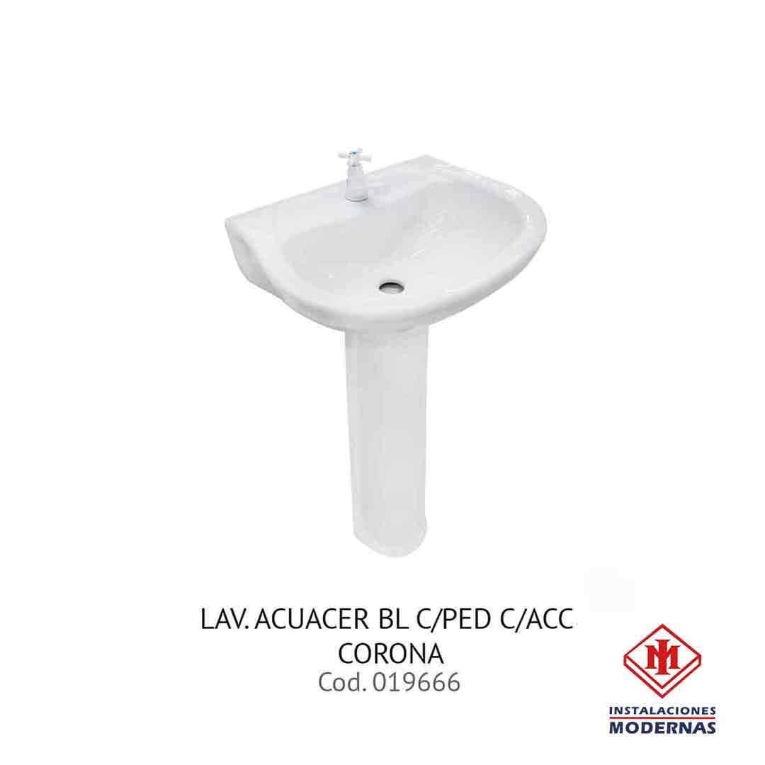 Lavamanos. ACUACER BL C/PED C/ACC CORONA