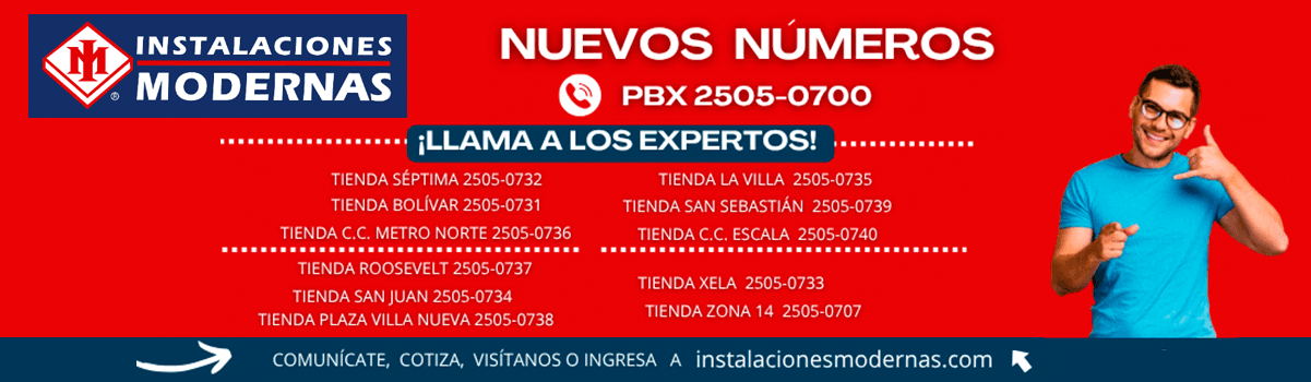 Contacta con Instalaciones Modernas - Teléfono 2505-0707, WhatsApp y más formas de comunicación