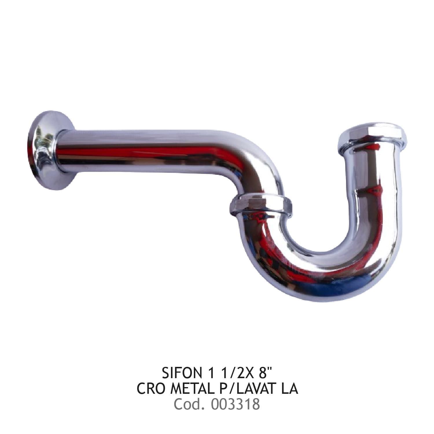 SIFON 1 1/2X 8" CRO METAL P/LavamanosAT LA