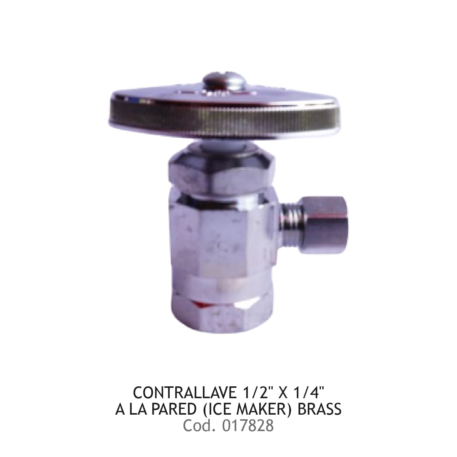 CONTRALLavamanosE 1/2" X 1/4" A LA PARED (ICE MAKER) BRASS