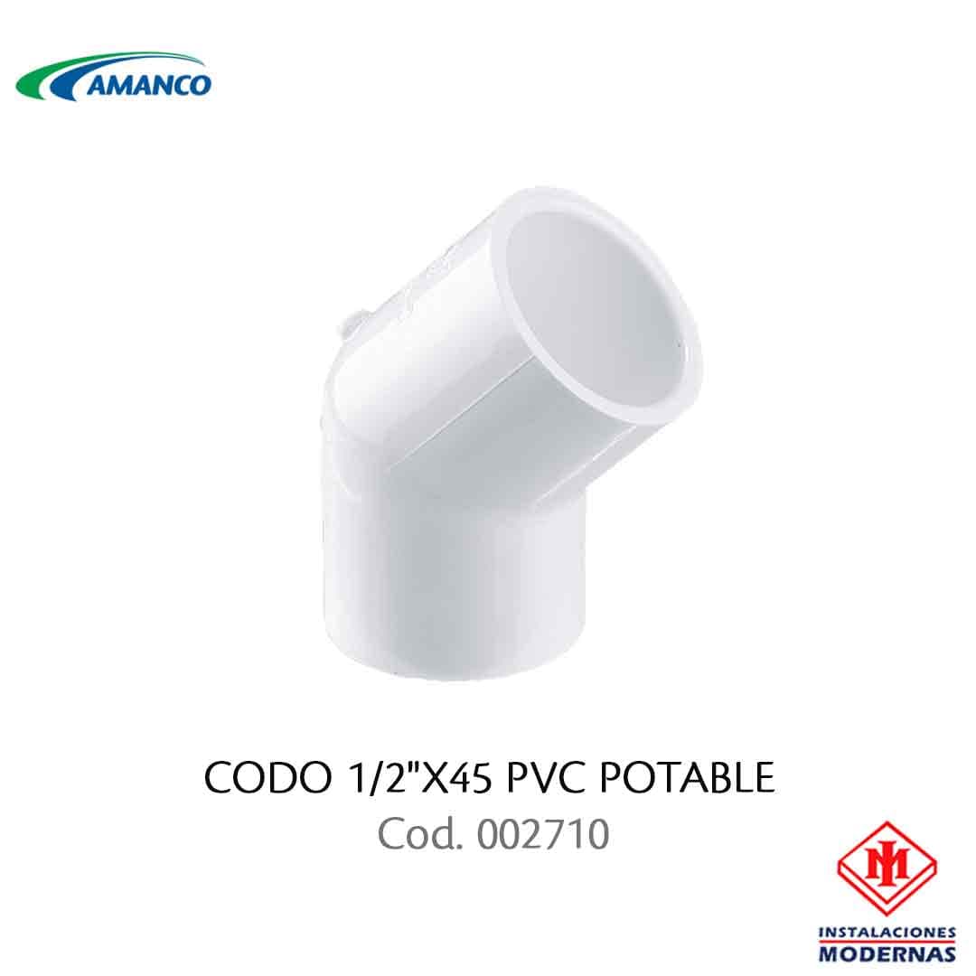 CODO 1/2"X45 PVC POTABLE