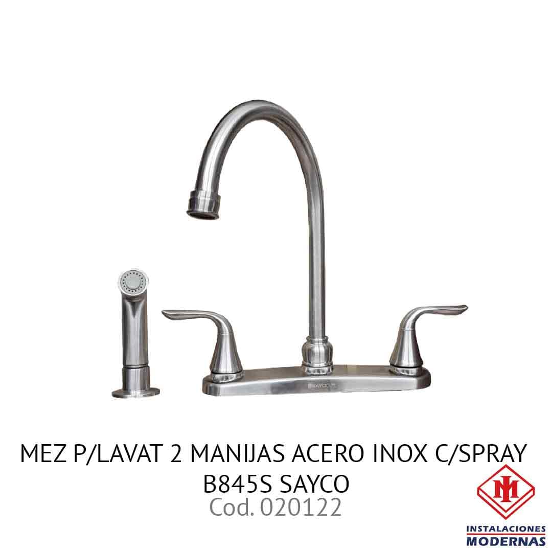 Mez p/lavat 2 manijas acero inox c/spray B845S SAYCO