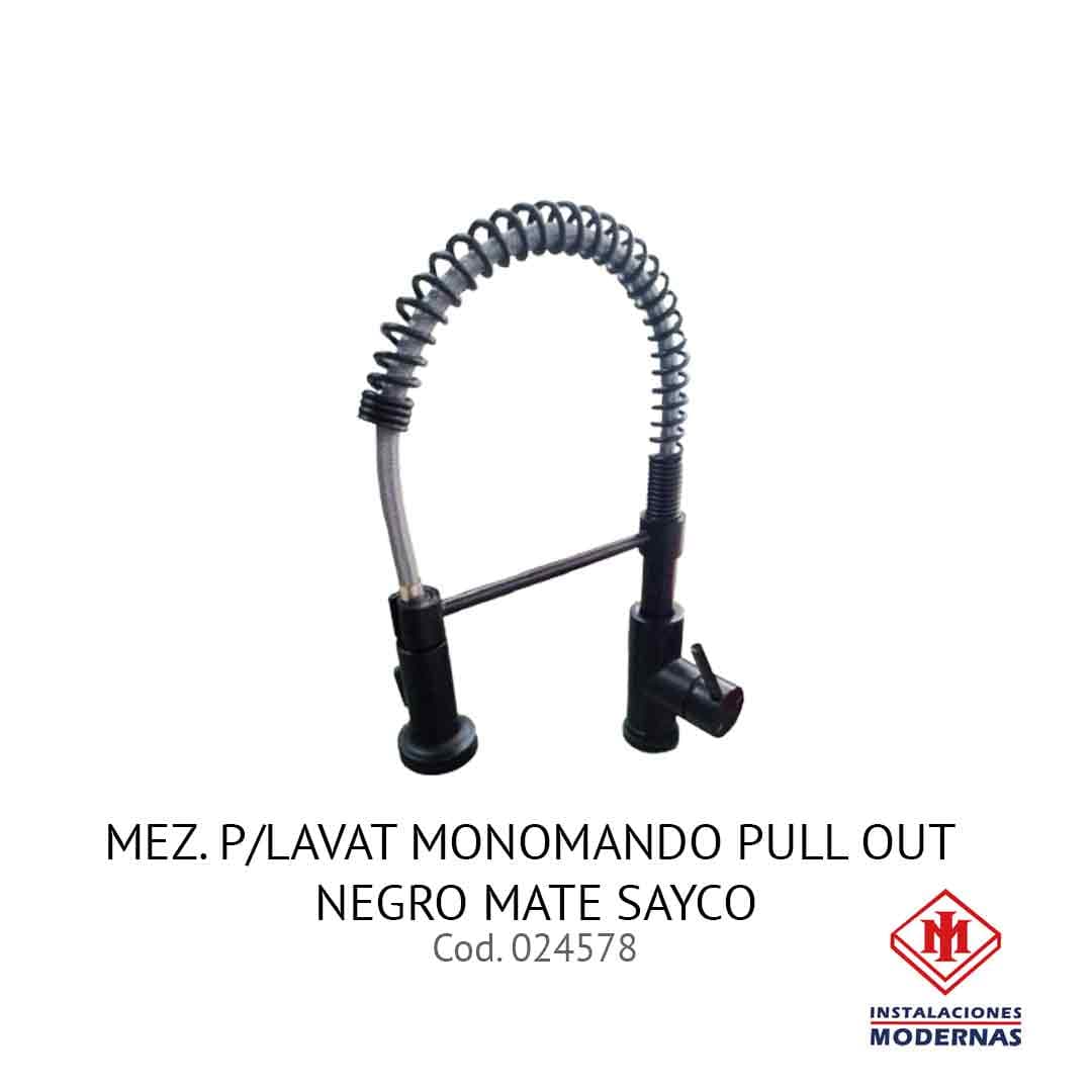 MEZ. P/LavamanosAT MONOMANDO PULL OUT NEGRO MATE SAYCO